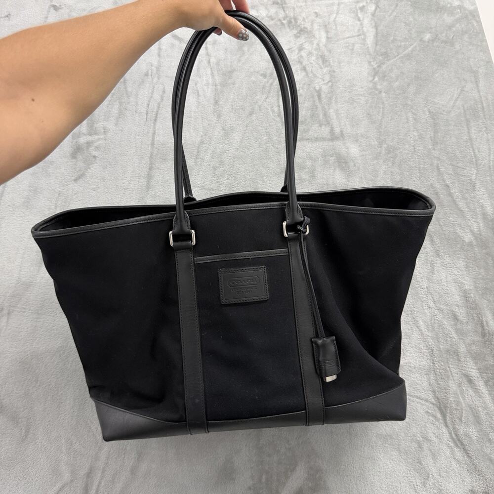 Coach Transatlantic Collection Black Canvas & Leather Travel Weekender Tote 5968